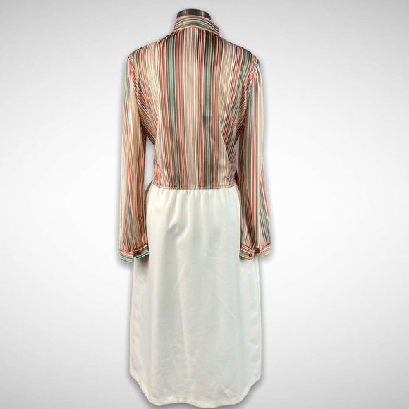 Vintage 70s 80s Striped Secretary Sheath Dress - Picture 3 of 7